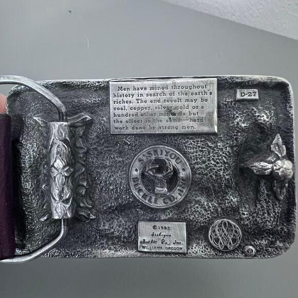 Vintage Men's Columbia Buckle Mining Miner Mines Genuine Leather Belt Size 38/95 - Picture 3 of 4